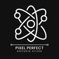 Atom structure pixel perfect white linear icon for dark theme