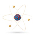 Atom structure, protons, neutrons and electrons orbiting the nucleus isolated on white background, vector Royalty Free Stock Photo