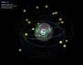 Atom of Sulfur with detailed Core and its 16 Electrons