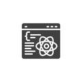 Atom symbol with a code window vector icon