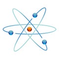Atom symbols of nuclear energy icon. Scientific research and molecular chemistry. Vector atomic structure with orbital