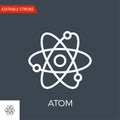 Atom Thin Line Vector Icon.