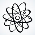Atom. Vector drawing icon sign