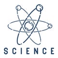 Atom vector simple linear icon, science physics line art symbol.