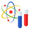 Atom and Vial Flat Icon Isolated on White