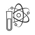 Atom and Vial Outline Flat Icon on White