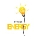 Atomic energy and lightbulb concept with atom sign Royalty Free Stock Photo