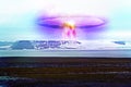 Atomic explosion mushroom on planet earth