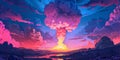 Atomic explosion with radioactive cloud, nuclear danger Royalty Free Stock Photo