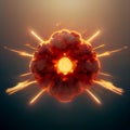 Atomic explosion top view. Fiery cloud of smoke. 3D Digital illustration.