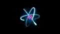 Atomic model or structure background, bohr atom with electrons orbiting the nucleus particles. Atomic structure. Nuclear