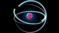 Atomic model or structure background, bohr atom with electrons orbiting the nucleus particles. Atomic structure. Nuclear