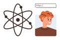Digital identity concept with atomic structure, user avatar, and website URL bar representation Royalty Free Stock Photo