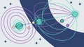 Atomic orbit illustration, science and physics concept art vector design Generative AI
