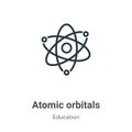 Atomic orbitals outline vector icon. Thin line black atomic orbitals icon, flat vector simple element illustration from editable Royalty Free Stock Photo