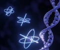 Atomic radiation on DNA strands Royalty Free Stock Photo