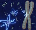Atomic radiation on x human chromosome Royalty Free Stock Photo