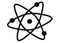 The atomic structure consisting of the nucleus neutron and proton and the electrons and their path white backdrop