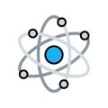 Atomic structure illustration with blue core and orbiting electrons Royalty Free Stock Photo