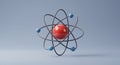 Atomic Structure: A Minimalist 3D Model of Electrons Orbiting a Nucleus Royalty Free Stock Photo