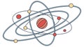 Atomic Structure with Planetary Orbit, Physics Art, vector design Generative AI Royalty Free Stock Photo