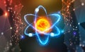 Atomic structure. Scientific breakthrough. Modern scientific research on nuclear fusion. Innovations in physics Royalty Free Stock Photo