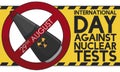 Atomic Warhead and Sign for International Day Against Nuclear Tests, Vector Illustration