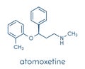 Atomoxetine attention-deficit hyperactivity disorder ADHD drug molecule. Skeletal formula.