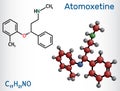 Atomoxetine molecule. It is used in the management of Attention Deficit Hyperactivity Disorder ADHD. Structural chemical formula,