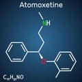 Atomoxetine molecule. It is used in the management of Attention Deficit Hyperactivity Disorder ADHD. Structural chemical formula