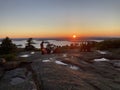 The Sun Peaks out from the East Atop Cadillac Mountain in Acadia National Park, Maine Royalty Free Stock Photo