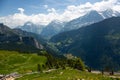 Swiss mountain view of the Grindelwald Valley and the mountains in summer Royalty Free Stock Photo