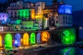 Atrani, Amalfi Coast, Italy, December 2019: Colored Christmas lights in Atrani, is a small town of the Amalfi coast Royalty Free Stock Photo