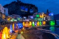 Atrani, Amalfi Coast, Italy, December 2019: Colored Christmas lights in Atrani, is a small town of the Amalfi coast Royalty Free Stock Photo