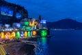 Atrani, Amalfi Coast, Italy, December 2019: Colored Christmas lights in Atrani, a small town of the Amalfi coast Royalty Free Stock Photo