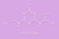 Atrazine broadleaf herbicide molecule. Skeletal formula..
