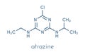 Atrazine broadleaf herbicide molecule. Skeletal formula