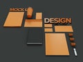 Atributes of web Designer on dark background. Top View. flat Lay. 3D rendering. High resolution.