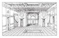 Atrium of the house of Sallust, vintage engraving