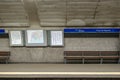 atrium of Plaza de Espanha subway station with passenger bench Royalty Free Stock Photo