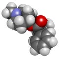 Atropine deadly nightshade (Atropa belladonna) alkaloid molecule. Medicinal drug and poison also found in Jimson weed (Datura