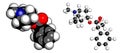 Atropine deadly nightshade (Atropa belladonna) alkaloid molecule. Medicinal drug and poison also found in Jimson weed (Datura