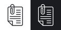 Attach Document Icon Set. Paper File Doc clip Vector Symbol in a Black Filled and Outlined Style. Organizational sheet upload and