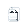 attach icon vector from office concept. Thin line illustration of attach editable stroke. attach linear sign for use on web and