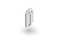 Attach, paper clip isometric flat icon. 3d vector