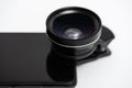 Attachable camera lens for a smartphone Royalty Free Stock Photo