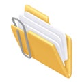 Attached Documents Folder Icon with Clipping Path, 3d rendering