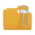 Attached Documents Folder Icon with Clipping Path, 3d rendering