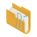 Attached Documents Folder Icon with Clipping Path, 3d rendering