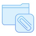 Attached folder flat icon. Folder with clip blue icons in trendy flat style. Computer folder gradient style design